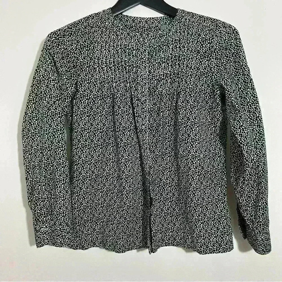 Liz Claiborne Long Sleeve Blouse Black and White Print Button Down Top - Picture 1 of 8